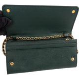 Prada Green Saffiano Leather Wallet On Chain Crossbody Bag