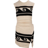 Isabel Marant Cream Wool Aztek Pattern Sleeveless Ruched Top Mini Dress (36)