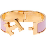 Hermès Gold Tone Rose Nacarat Clic Clac GM H Bracelet