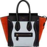 Céline Tricolor Leather Suede Luggage Small Handbag