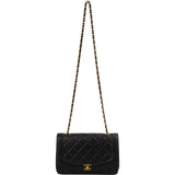 Chanel Quilted Lambskin 24K Gold Diana Single Flap Crossbody Bag