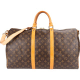 Louis Vuitton Monogram Canvas Keepall 50 Bandoulière Travel Bag