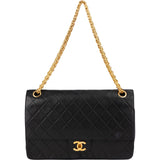 Chanel Quilted Lambskin 24K Gold Double Flap Shoulder Bag