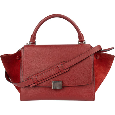 Celine Grained Leather and Suede Trapeze Handbag