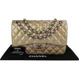 Chanel Quilted Patent Leather Jumbo Double Flap Crossbody Bag