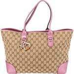 Gucci Monogram GG Heart Bit Tote Handbag - vintageandkickz