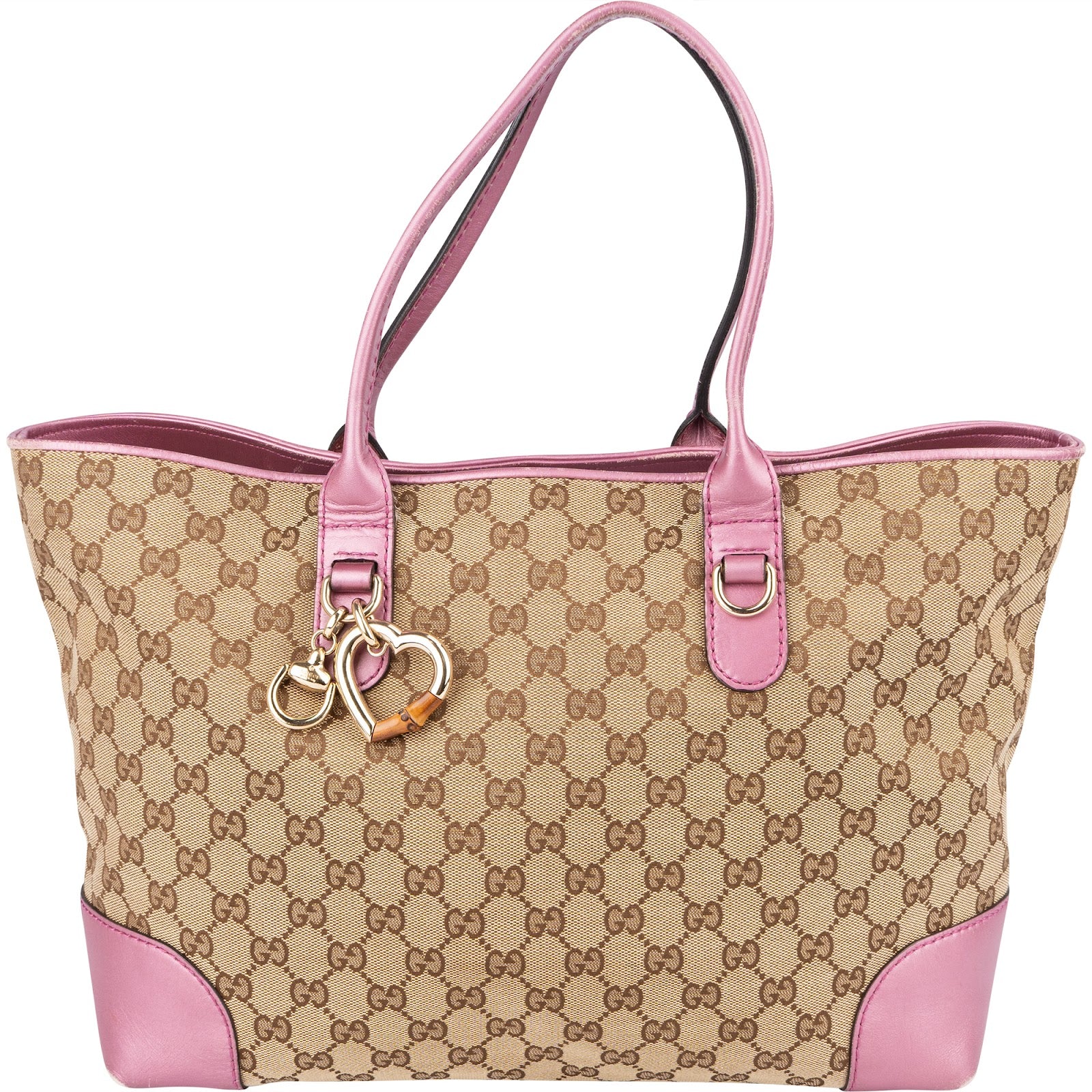 Gucci Monogram GG Heart Bit Tote Handbag - vintageandkickz