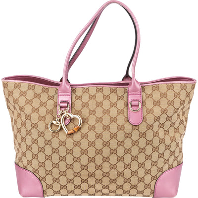 Gucci Monogram GG Heart Bit Tote Handbag - vintageandkickz