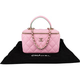 Chanel Pink Green Bicolor Quilted Lambskin Top Handle Vanity Case Crossbody Handbag