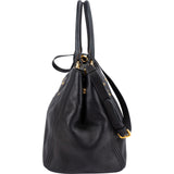Prada Black Vitello Daino Leather Large Tote Handbag