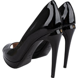 Fendi Black Patent Leather Peep Toe Platform Pumps (39)