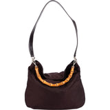 Gucci Leather Nylon Bamboo Top Handle Hobo Shoulder Bag
