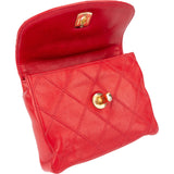 Chanel Red Quilted Stitched Lambskin Vintage CC Belt Crossbody Bag
