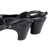 Chanel Black Leather Cap Toe Slingback Kitten Heels (37,5)