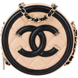 Chanel Quilted Caviar Leather CC Filigree Round Crossbody Bag