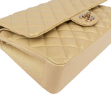 Chanel Gold Shimmering Quilted Lambskin Medium Double Flap Shoulder Bag
