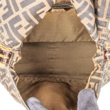 Fendi Monogram FF Zucca Canvas Baguette Mamma Hobo Shoulder Bag