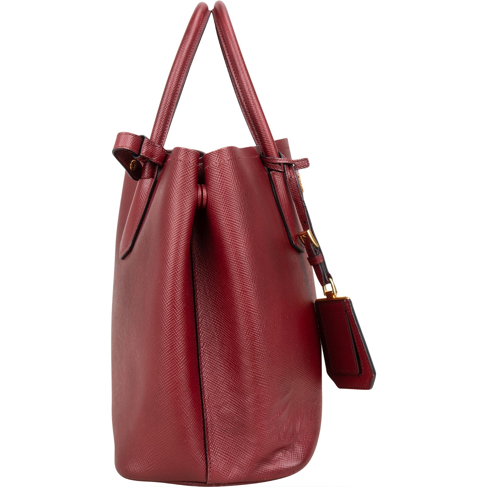 Prada Red Saffiano Leather Double Handbag - vintageandkickz
