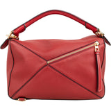 Loewe Red Grained Calfskin Puzzle Crossbody Handbag