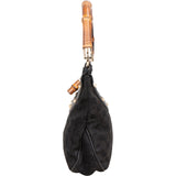 [🔄️B09 / F15] Gucci Monogram Black GG Canvas Bamboo Studded Hobo Handbag - vintageandkickz