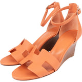 Hermès Orange Leather H Legend Wedge Sandals (39,5)
