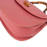 Gucci Pink Grained Leather Bamboo Top Handle Handbag