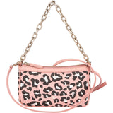 MCM Monogram Visetos Pink Leopard Print Aren Pochette Crossbody Handbag