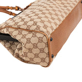 Gucci Monogram Canvas GG Bamboo Frame Top Handbag