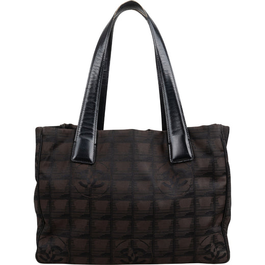 Chanel Dark Brown Monogram New Travel Line Small Tote Shoulder Bag
