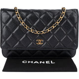 Chanel Quilted Caviar Leather Palladium Wallet On Chain Crossbody Bag
