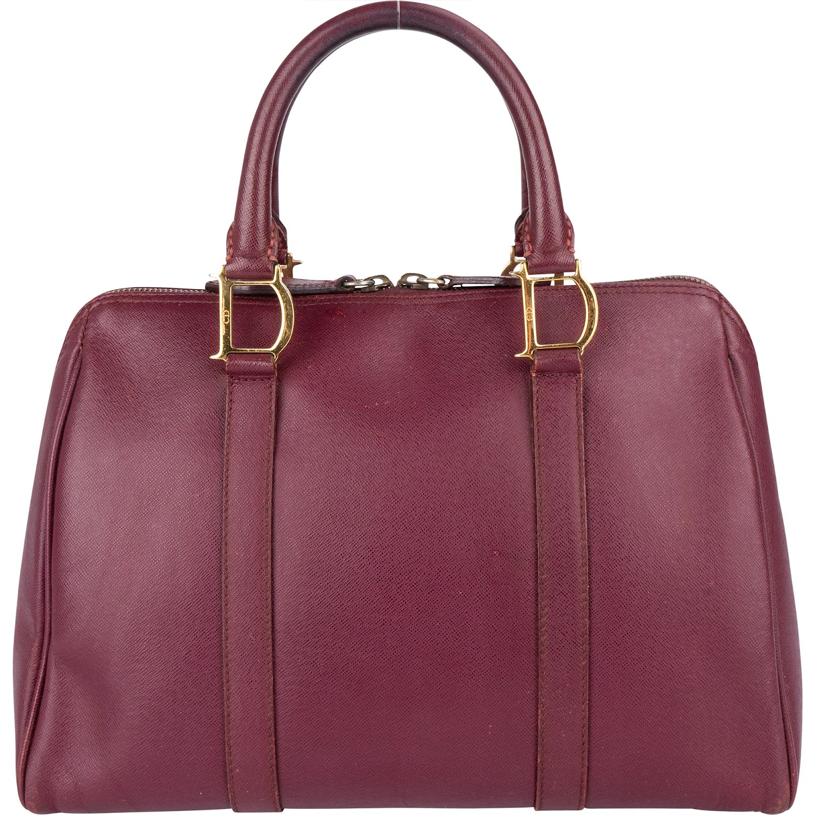 Christian Dior Textured Saffiano Leather Vintage Boston Handbag - vintageandkickz