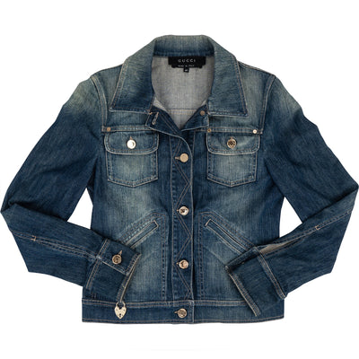 Gucci Blue Tom Ford Era Heart Lock Denim Jacket (IT40)