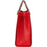 Gucci Grained Leather Bamboo Handle Handbag