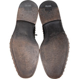 Prada Black Brushed Patent Leather Studded Brogue Loafer Shoes (EU 41)