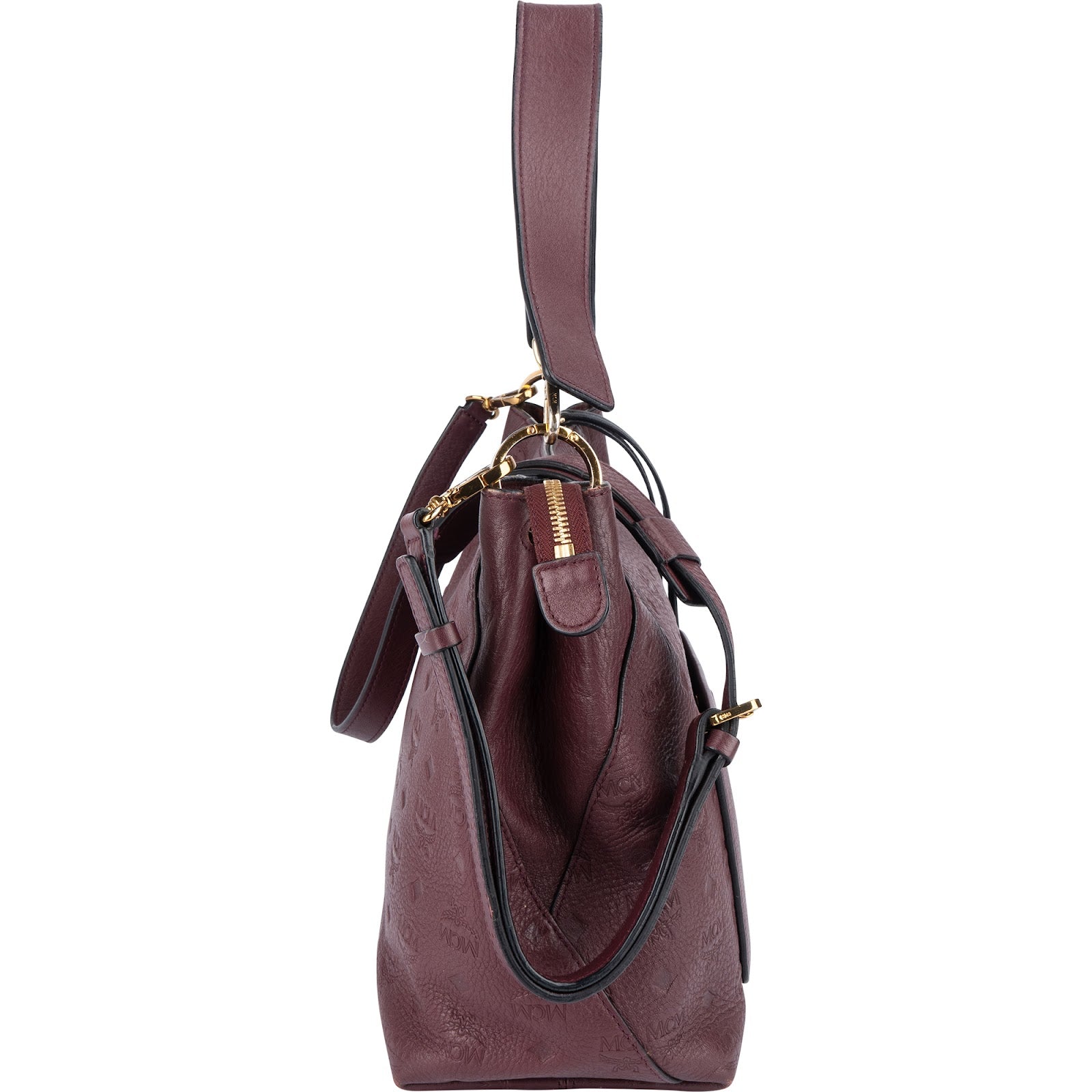[🔄️B24 / F05] MCM Monogram Visetos Leather Milla Hobo Shoulder Bag - vintageandkickz