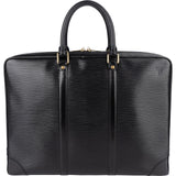 [🔄️B15 / F11] Louis Vuitton Noir Epi Leather Porte-Documents Voyage Handbag - vintageandkickz