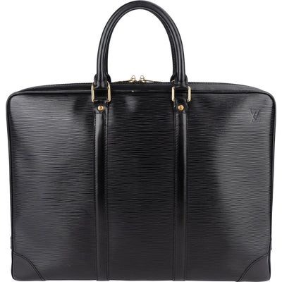 [🔄️B15 / F11] Louis Vuitton Noir Epi Leather Porte-Documents Voyage Handbag - vintageandkickz