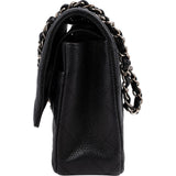 Chanel Quilted Caviar Leather Palladium Medium Double Flap Shoulder Bag