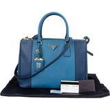 Prada Two Tone Saffiano Leather Galleria Handbag