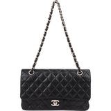 Chanel Quilted Caviar Leather Palladium Medium Double Flap Shoulder Bag