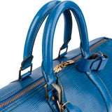 Louis Vuitton Blue Epi Leather Keepall 45 Travel Bag