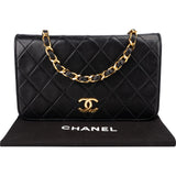 Chanel Quilted Lambskin 24K Gold Single Flap Shoulder Bag