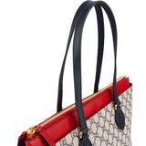 Gucci Blue Monogram GG Supreme Bicolor Leather Tote Shoulder Bag