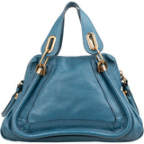 Chloé Blue Pebbled Leather Paraty Shoulder Handbag