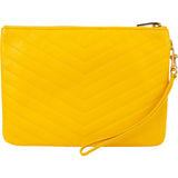 Yves Saint Laurent Yellow Leather Quilted Leather Clutch