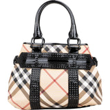 Burberry Nova-Check Studded Knight Hobo Handbag