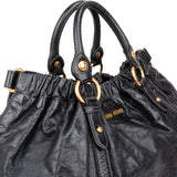 Miu Miu Vitello Lux Gathered Hobo Tote Handbag