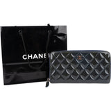 Chanel Quilted Patent Leather CC CC Wallet