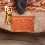 Prada Woven Leather Madras Made In India Tote Handbag
