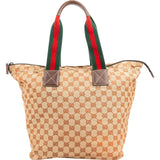 Gucci Monogram GG Canvas Web Strip Shopper Shoulder Bag
